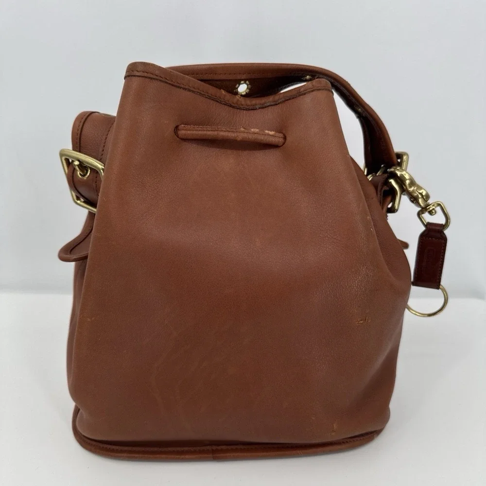 Vintage Coach Brown Leather Drawstring Bucket Bag 9952 Made in USA